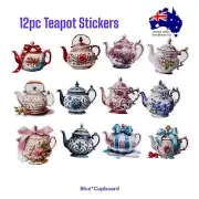 Teapots Fine China THEME 12PC Stickers Set for Junk Journal Diary Planner