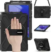 BRAECN Case for Samsung Galaxy Tab Active 4 Pro 2022 / Active Pro 2019 10.1 Inch, Heavy Duty Rugged Protective Cover with 360° Rotating Kickstand & Hand Strap, Pencil Holder, Shoulder Strap, Black