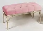 Handmade Metal bench with baby pink tufted velvet fabric seating 80cm length