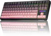 AUSDOM Wireless Mechanical Gaming Keyboard: 10000mAh Battery Tri-Mode 2.4G/BT5.3/USB-C Hot Swappable Custom Keyboard with RGB Backlit (Black Pink)