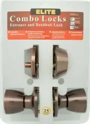 Combo Lockset Entry Door Lock & Deadbolt Antique Copper 3 Keys