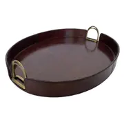 Leatherkart Leather Tray with Stirrups (Large) - Dark Brown