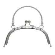 Metal Purse Frame,6.5" Retro Arch Kiss Lock Clasp Frame Embossed,Silver