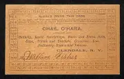 Chas. O'Hara General Merchandise Glendale, NY Punch Trade Card c1910-20 Scarce
