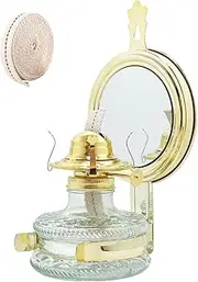 Kerosene Lamp，Creative Oil Lamps Oil Lanterns for Heavy Duty 2 PcsLarge Clear Glass Kerosene Lantern Wall Mount Hurricane Lamps Height 26 cm with Mirror & Wick & Metal Bracket/Burneror