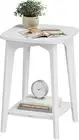 VASAGLE Side Table Round End Table Lower Shelf Nightstand Small Spaces White