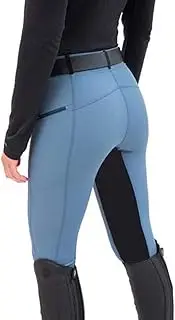 [HAOXUAN] Equestrian Breeches Stretch Riding Pants Waist Comfortable Riding Knee Patches Sporty Horse Riding Tights for Men Women,Blue,4XL