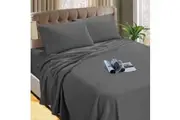 Kingtex Micro Flannelette Sheet Set 40 cm Wall Charcoal Single
