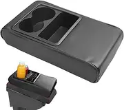 Car Armrest Cover - Center Console Mat, Armrest Cup Holder | Waterproof Raised Armrest Box Cushion PU Leather Multifunctional Armrest Mat with Goblin Holder