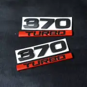 2 Sets Black 370 TURBO Matte Red Metal Badge Emblem Sticker Decal Coupe Power 3D (for: Peugeot)