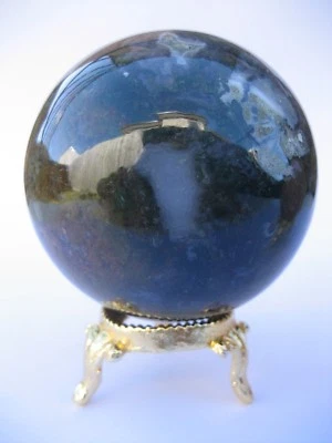 Bloodstone 6.3cm 326g Crystal Ball Orb Sphere with Gold Stand Strength (BL005)