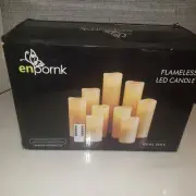 Enpork Flameless Pillar Candle Led Candles Remote Set of 9 New in Box