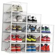 XXL Larger Shoe Storage Boxes Fit Size 14, Clear Plastic Stackable Shoe