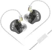CCA CRA in Ear Earphone, Ultra-Thin Diaphragm Dynamic Driver IEM, Clear Sound & Deep Bass, Wired Earbuds with Mic and Tangle-Free Removable Cord, Black