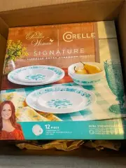 Corelle 12 piece set of teal Evie Dinnerware