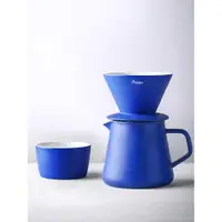 在飛比找ETMall東森購物網優惠-九土萊茵藍手沖咖啡濾杯分享壺陶瓷滴漏器具v60濾杯咖啡手沖套