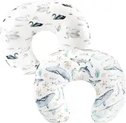 Nursing Pillow Cover 2 Pack Stretchy Removable Infant Nursing Covers for Breastfeeding Pillows, Ultra Soft Comfortable Slipcover for Baby Boy and Girls (Style 3)