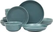 Gibson Home Summer Shades 16-Piece Blue Porcelain Dinnerware Set – Service for 4