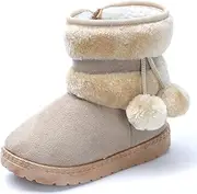 [Yeeteepot] Girls' Warm Lined Snow Boots Baby Children Plush Winter Boots Flat Non-Slip Boots Toddler Shoes Soft Soles Short Shaft Boots Lightweight Ankle Boots