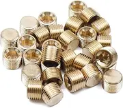 1/8" NPT Brass Pipe Plugs - Internal Hex Socket 1/4 Male Thread Pipe Plug Set, Counter Sunk Hex Pipe End Caps for Sealing Pipe Ports, Plumbing Fitting Adapter, 30Pcs