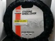 Hopkins BELL Fluffy Black Steering Wheel Cover 14.5"-15.5" NEW hyperflex core