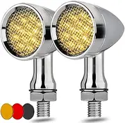 Motorcycle Turn Signals LED Bullet Front Rear Indicator Lights Universal Compatible for Harley Davidson Cruiser Iron Softail Street Bike Honda Shadow Yamaha Chopper Bobber Cafe Racer(Chrome/Amber)