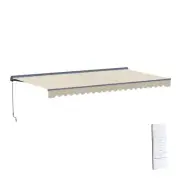 ALEKO Semi-Cassette Motorized LED Retractable 16x10 ft Patio Awning Canopy Ivory