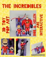 INCREDIBLES 3D TOY POP Artwork Original Mixed Media Art INTERACTIVE Unique