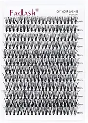 FADLASH Lash Clusters 12-18mm Mix Individual Lashes Cluster Black Volume Eyelash Clusters Long Individual Lash Extensions C Curl Cluster Lashes DIY Eyelash Extension (30D-0.07C, 12-18mm)