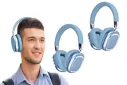 2Pcs Bluetooth 5.3 Wireless Headphones Over Ear Stereo Earphones-Blue