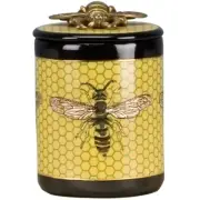 PORCELAIN BEE DECORATIVE BOX WITH BRONZE ORMOLU ACCENT-3.5'' X 4.5''H