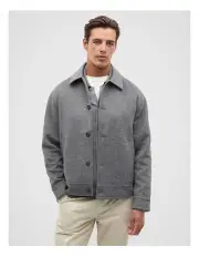 [Seed Heritage] Double Face Wool Blend Overshirt in Vintage Grey Marle