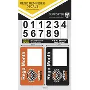 NRL Wests Tigers Rego Reminder Decal - N-RR-WE