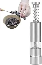 Pepper Grinder Manual | Stainless Steel Manual Press Type Mill - Built-in Spring Portable Outdoor Grinding Machine, Camping Supplies for Seasoning