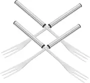 IMIKEYA 4pcs Long Stainless Steel Fondue Forks with Non Slip Handles for Cheese Chocolate BBQ and Hot Pot Secure Three Prong Design for Enhanced Grip and Versatile Use