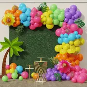 146Pcs Colourful Strip Flower Aluminum Foil Balloon Arch Set For Summer Party Birthday Pool Party Prom Decoration Supplies
