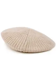 Ganni Sand Ribbed Wool-blend Beret - One Size One Size