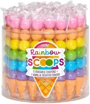 Ooly Rainbow Scoops Stacking Erasable Crayons + Scented Eraser - Tub of 25