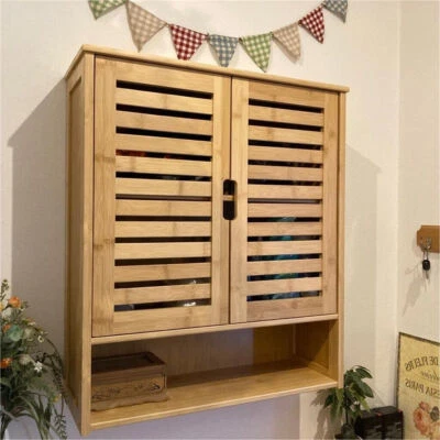 Bathroom Cabinet Wall Mounted Cabinet Kitchen Cupboard Solid Wooden Storage Unit