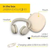 Jabra Evolve2 65 Stereo MS Bluetooth Wireless Headset USB-C BEIGE Headphones NEW