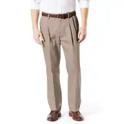 NWT Dockers Classic Fit Signature Khaki Lux Cotton Stretch Pleated Pants 34 x 34