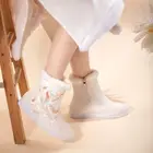 Women Boots Fleece Lined Mid Calf Fox Pattern Flat Heel Warm Thick Winter Ethnic