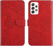 Compatible with Samsung Galaxy A23 4G Cover,Compatible with Samsung Galaxy A23 4G Flip Kickstand PU Leather Wallet Phone Case Red