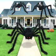 Halloween Spider Decorations Giant Scary Prop Display 3PCS Indoor Outdoor Fake Realistic Large Hairy Ornaments Home Office Room Wall Yard Party Festive