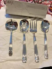 Vintage Mikasa Pericles Pattern 4 Pc Hostess Set Gerald Patrick Stainless Japan