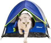 Blue Cat Tent, Large Cave Bed for Indoor Cats and Small Dogs with Soft Pad - 22"