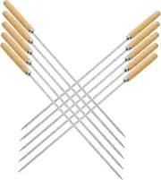 JECOMPRIS 50pcs Stainless Steel BBQ Skewers Long Reusable Roasting Sticks with Handles for Grilling Meat Vegetables and Marshmallows for Any Barbecue Event