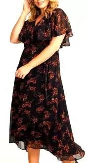 TS TAKING SHAPE plus sz S / 16 Livia Chiffon Wrap Maxi Dress floaty NWT rrp$180!