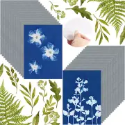 32 Sheets Sun Print Paper Cyanotype Paper Kit, A5 Sun Art Paper with 1 Plastic T