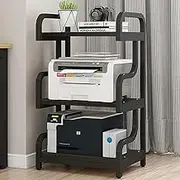 CHUCII 3-Tier Printer Stand, Standing Multi-Purpose Shelf Rack for Media Player Scanner Files Books Microwave Oven in Kitchen Living Room Home Office